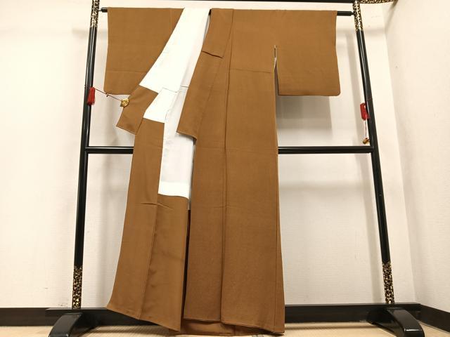 平和屋着物●上質な色無地　丁字染色　鬼しぼ縮緬　正絹　逸品　AABM2593ph