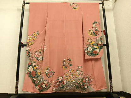 平和屋着物●豪華振袖　刺繍　草花文　暈し染め　金彩　正絹　逸品　AABM2595ph