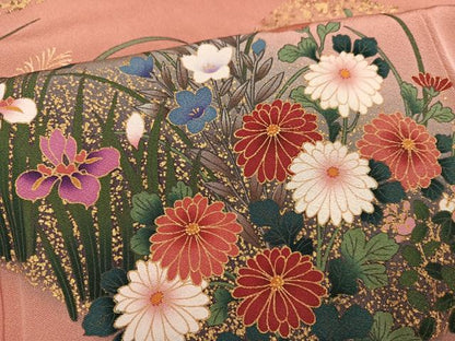 平和屋着物●豪華振袖　刺繍　草花文　暈し染め　金彩　正絹　逸品　AABM2595ph