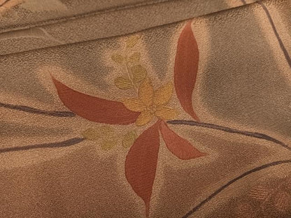 平和屋着物●上質な小紋　地紋起こし　花唐草文　正絹　逸品　AABM2602ph
