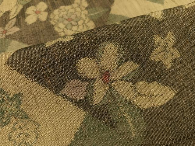 平和屋着物●上質な紬　草花文　正絹　逸品　AABM2603ph