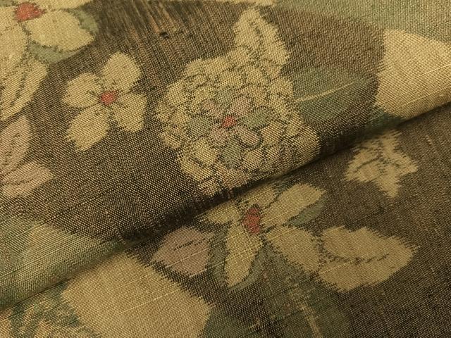 平和屋着物●上質な紬　草花文　正絹　逸品　AABM2603ph