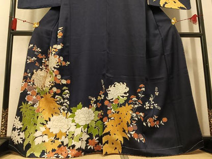 平和屋着物●訪問着　駒刺繍　草花文　金彩　松坂屋扱い　正絹　逸品　AABM2605ph