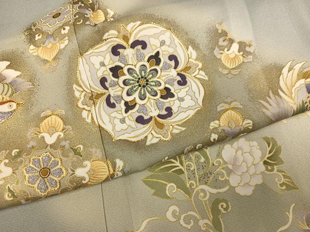 平和屋着物●豪華　色留袖　駒刺繍　鳳凰花唐草文　暈し染め　金彩　正絹　逸品　AABM2606ph