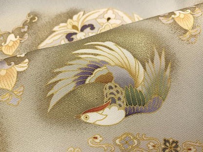 平和屋着物●豪華　色留袖　駒刺繍　鳳凰花唐草文　暈し染め　金彩　正絹　逸品　AABM2606ph