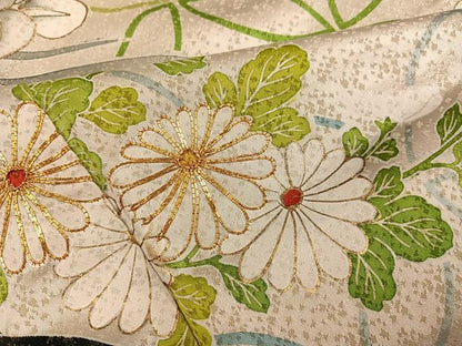平和屋着物●豪華振袖　駒刺繍　七宝花車文　金糸　正絹　逸品　AABM2608ph
