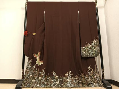 平和屋着物●豪華振袖　花蝶文　金彩　正絹　逸品　AABM2610ph