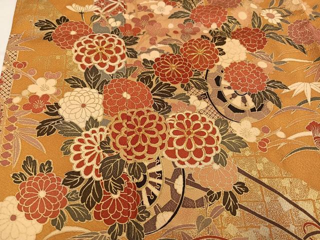 平和屋着物●豪華振袖　駒刺繍　花車文　金彩　正絹　逸品　AABM2612ph