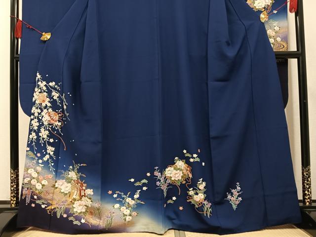 平和屋着物●豪華振袖　御所車檜扇花文　暈し染め　金彩　正絹　逸品　AABM2617ph