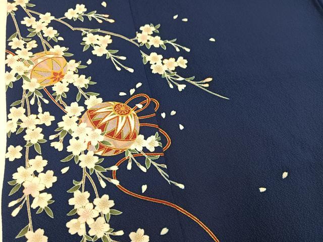 平和屋着物●豪華振袖　御所車檜扇花文　暈し染め　金彩　正絹　逸品　AABM2617ph