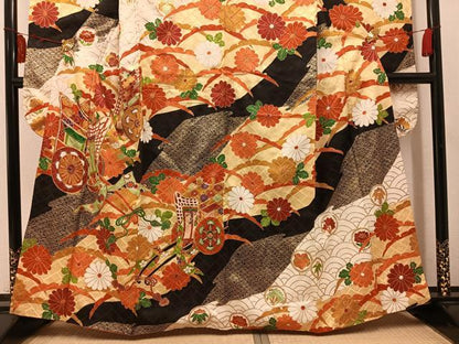 平和屋着物●豪華振袖　駒刺繍　御所車花文　金銀彩　正絹　逸品　AABM2618ph