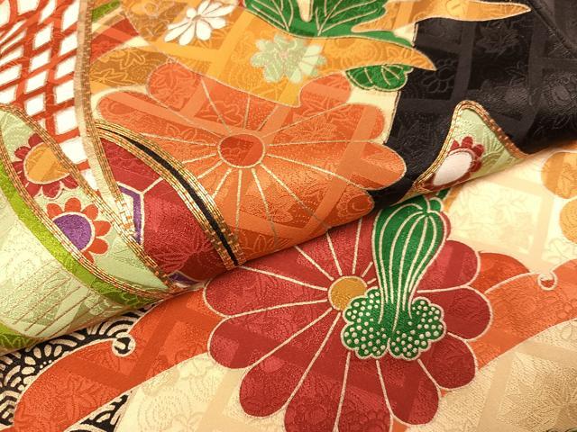 平和屋着物●豪華振袖　駒刺繍　御所車花文　金銀彩　正絹　逸品　AABM2618ph