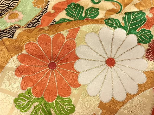 平和屋着物●豪華振袖　駒刺繍　御所車花文　金銀彩　正絹　逸品　AABM2618ph