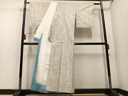 平和屋着物●本場大島紬　白大島　9マルキ　女人花文　正絹　逸品　AABM2619ph