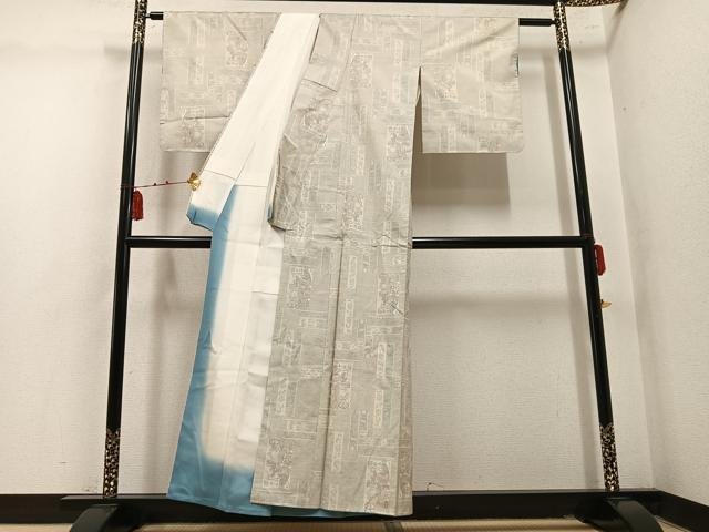 平和屋着物●本場大島紬　白大島　9マルキ　女人花文　正絹　逸品　AABM2619ph