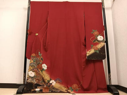 平和屋着物●豪華振袖　草花楽器文　暈し染め　金彩　正絹　逸品　AABM2622ph