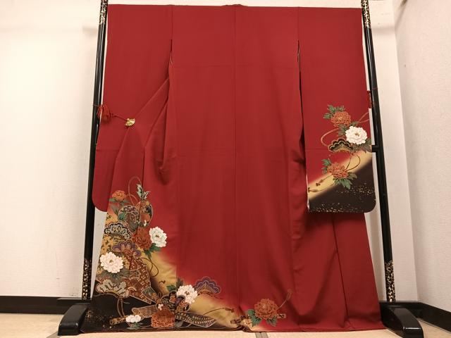 平和屋着物●豪華振袖　草花楽器文　暈し染め　金彩　正絹　逸品　AABM2622ph