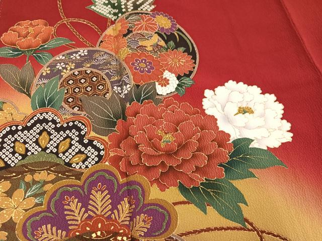 平和屋着物●豪華振袖　草花楽器文　暈し染め　金彩　正絹　逸品　AABM2622ph