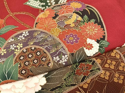 平和屋着物●豪華振袖　草花楽器文　暈し染め　金彩　正絹　逸品　AABM2622ph