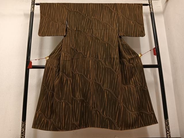 平和屋着物●上質な小紋　竜巻絞り　幾何学文様　正絹　逸品　AABM2623ph