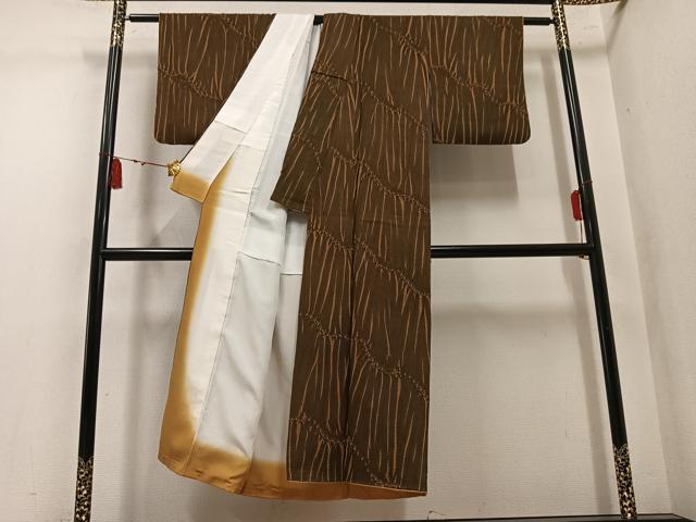 平和屋着物●上質な小紋　竜巻絞り　幾何学文様　正絹　逸品　AABM2623ph