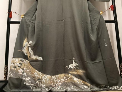 平和屋着物●豪華色留袖　作家物　徳永青筆　群れ鶴浜松文　暈し染め　金彩　正絹　逸品　AABM2631ph