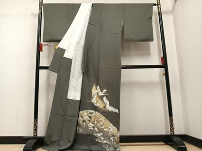 平和屋着物●豪華色留袖　作家物　徳永青筆　群れ鶴浜松文　暈し染め　金彩　正絹　逸品　AABM2631ph