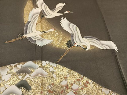 平和屋着物●豪華色留袖　作家物　徳永青筆　群れ鶴浜松文　暈し染め　金彩　正絹　逸品　AABM2631ph