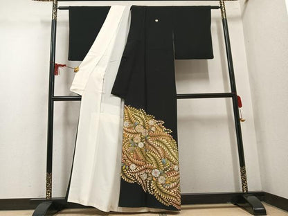 平和屋着物●越後十日町の一流染匠　桐屋・翠山工房　黒留袖　辻が花　絞り　暈し染め　金彩　正絹　逸品　AABM2633ph