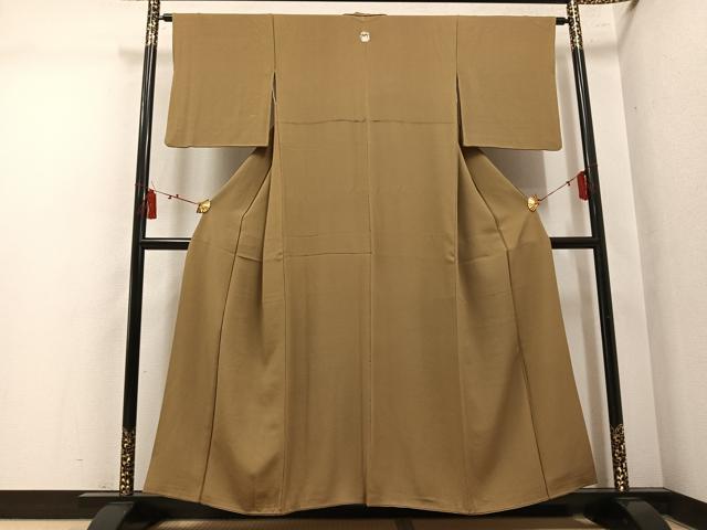 平和屋着物●ファッションデザイナー 花井幸子　色無地　路考茶色　正絹　逸品　AABM2639ph