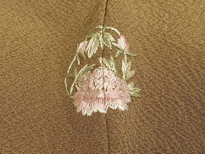 平和屋着物●ファッションデザイナー 花井幸子　色無地　路考茶色　正絹　逸品　AABM2639ph