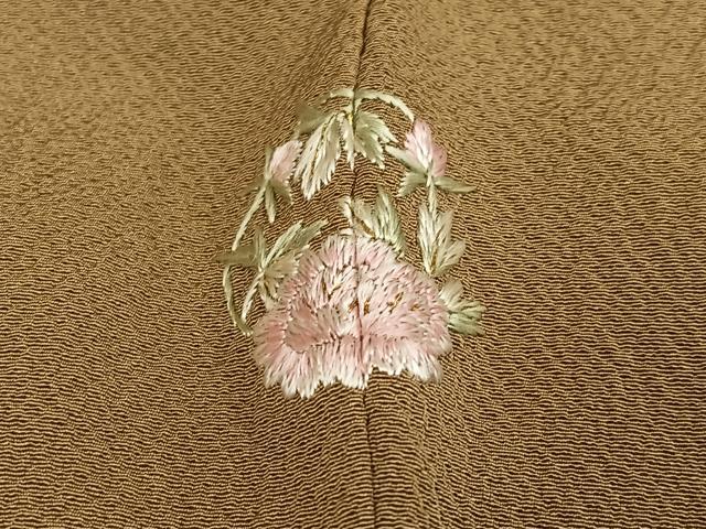平和屋着物●ファッションデザイナー 花井幸子　色無地　路考茶色　正絹　逸品　AABM2639ph