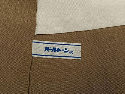 平和屋着物●ファッションデザイナー 花井幸子　色無地　路考茶色　正絹　逸品　AABM2639ph