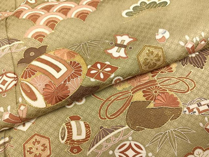 平和屋着物●豪華色留袖　刺繍　吉祥草花宝尽くし　正絹　逸品　AABM2640ph