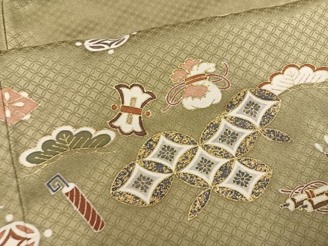 平和屋着物●豪華色留袖　刺繍　吉祥草花宝尽くし　正絹　逸品　AABM2640ph
