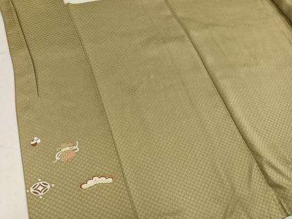 平和屋着物●豪華色留袖　刺繍　吉祥草花宝尽くし　正絹　逸品　AABM2640ph
