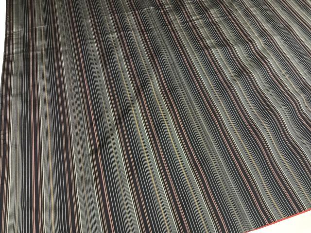 平和屋着物●本場縞大島紬　間道　正絹　逸品　AABM2644ph