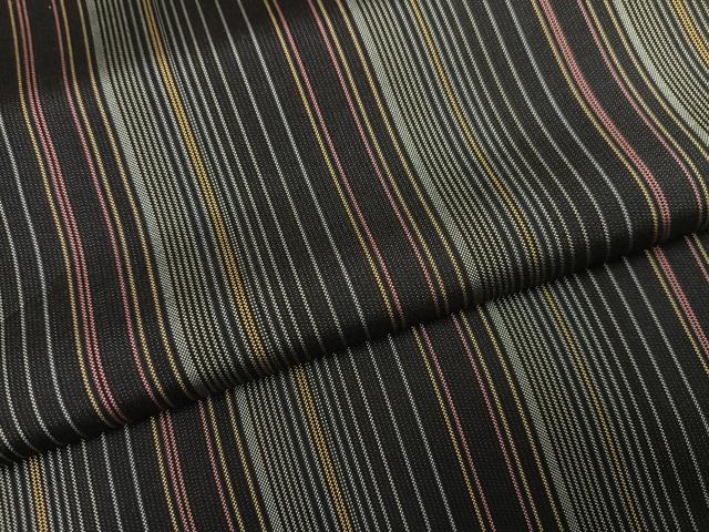 平和屋着物●本場縞大島紬　間道　正絹　逸品　AABM2644ph