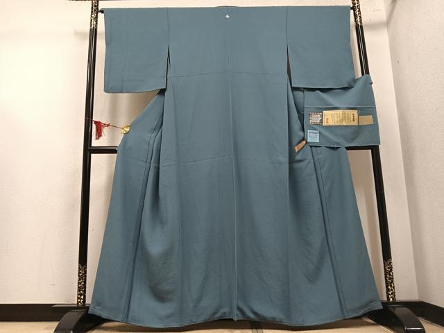 平和屋着物●上質な色無地　本草木染　錆鼠色　反端付き　丹後ちりめん　正絹　逸品　AABM2645ph