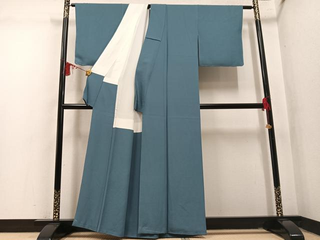 平和屋着物●上質な色無地　本草木染　錆鼠色　反端付き　丹後ちりめん　正絹　逸品　AABM2645ph