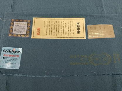 平和屋着物●上質な色無地　本草木染　錆鼠色　反端付き　丹後ちりめん　正絹　逸品　AABM2645ph