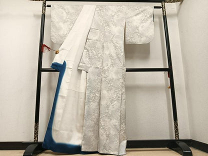 平和屋着物●本場大島紬　白大島　9マルキ　草木文　正絹　逸品　AABM2649ph
