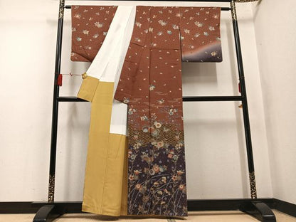 平和屋着物●訪問着　花蝶文　暈し染め　金彩　正絹　逸品　AABM2650ph