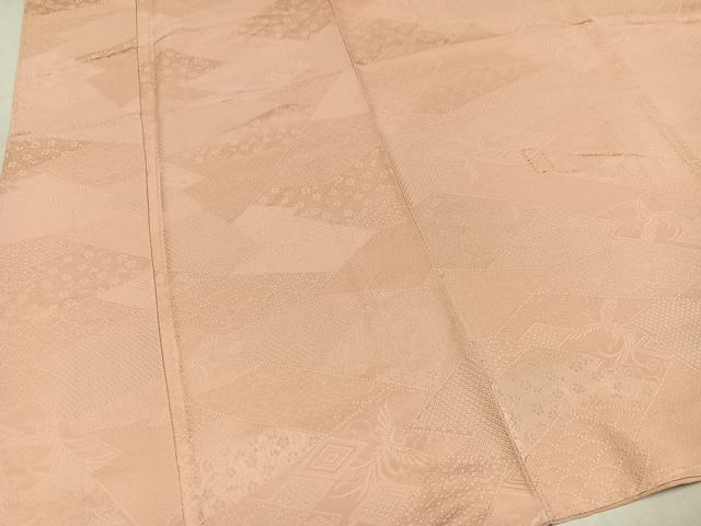 平和屋着物●上質な色無地　吉祥花地紋　肉色　大丸扱い　正絹　逸品　AABM2652ph
