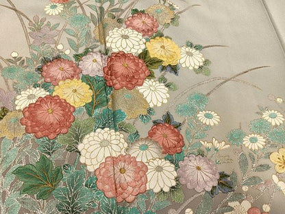 平和屋着物●英王室献上友禅作家　木下勝功　訪問着　刺繍　草花文　暈し染め　金銀彩　正絹　逸品　AABM2656ph