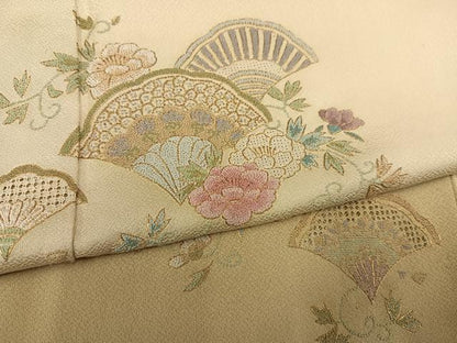 平和屋着物●中国三大刺繍　汕頭刺繍　スワトウ刺繍　相良刺繍　豪華色留袖　総刺繍　草花文　暈し染め　金糸　正絹　逸品　AABM2659ph