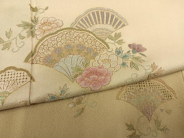 平和屋着物●中国三大刺繍　汕頭刺繍　スワトウ刺繍　相良刺繍　豪華色留袖　総刺繍　草花文　暈し染め　金糸　正絹　逸品　AABM2659ph
