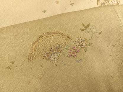 平和屋着物●中国三大刺繍　汕頭刺繍　スワトウ刺繍　相良刺繍　豪華色留袖　総刺繍　草花文　暈し染め　金糸　正絹　逸品　AABM2659ph