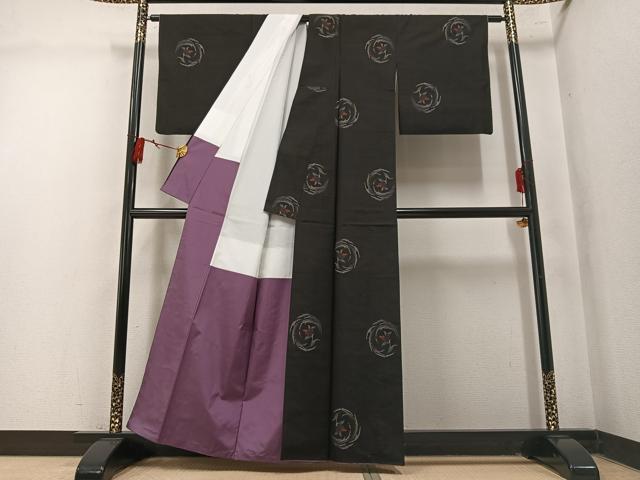 平和屋着物●本場大島紬　9マルキ　地空　草花文　正絹　逸品　AABM2660ph