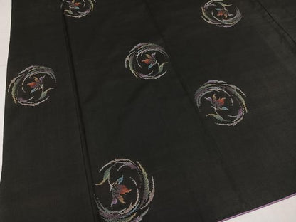 平和屋着物●本場大島紬　9マルキ　地空　草花文　正絹　逸品　AABM2660ph